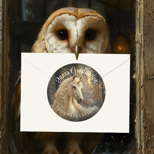 Sneeuwbos Eenhoorn Betoverde Pony Sepia Antiek Ronde Sticker