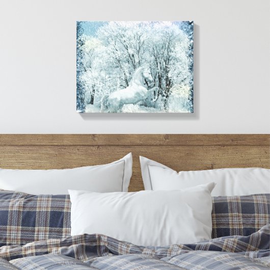 Sneeuwbos en -paard canvas afdruk (Insitu (Slaapkamer))