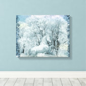 Sneeuwbos en -paard canvas afdruk (Insitu (Houten vloer))