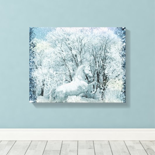 Sneeuwbos en -paard canvas afdruk (Insitu (Houten vloer))