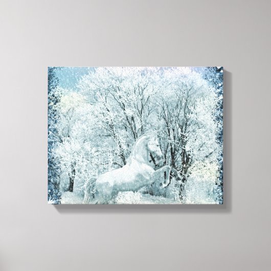 Sneeuwbos en -paard canvas afdruk (Voorkant)