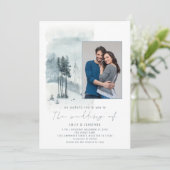 Sneeuwbos Foto Elegant Script Winter Weduwen Kaart (Staand voorkant)