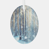 Sneeuwbos Frosty Winter Scène Glas Ornament (Voorkant links)