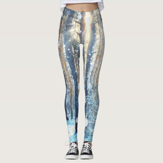 Sneeuwbos Frosty Winter Scène Leggings (Voorkant)