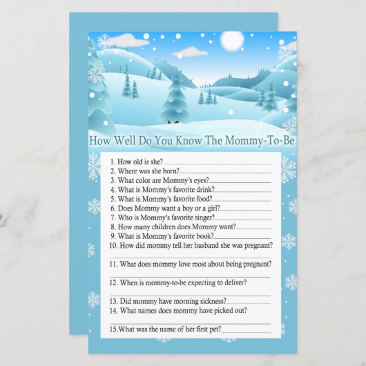 Sneeuwbos hoe goed weet je het spel? (Voorkant / Achterkant)