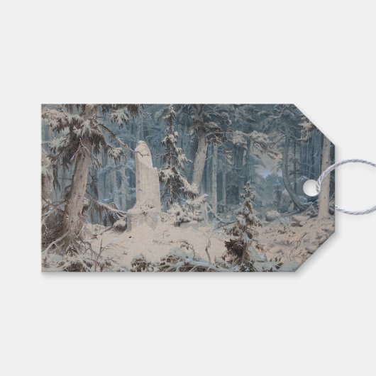 Sneeuwbos in de winter (door Andreas Achenbach) Cadeaulabel (Voorkant (Horizontaal))