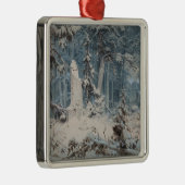 Sneeuwbos in de winter (door Andreas Achenbach) Metalen Ornament (Rechts)