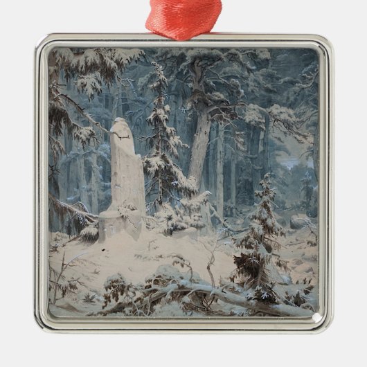 Sneeuwbos in de winter (door Andreas Achenbach) Metalen Ornament (Voorkant)