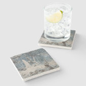 Sneeuwbos in de winter (door Andreas Achenbach) Stenen Onderzetter (Zijkant)