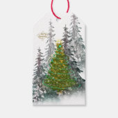Sneeuwbos Kerstboom Cadeaublaadjes Cadeaulabel (Voorkant)