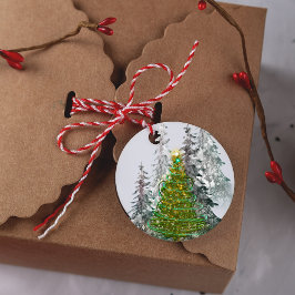Sneeuwbos Kerstboom Cadeaublaadjes Cadeaulabel