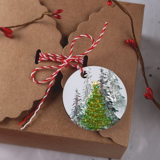 Sneeuwbos Kerstboom Cadeaublaadjes Cadeaulabel