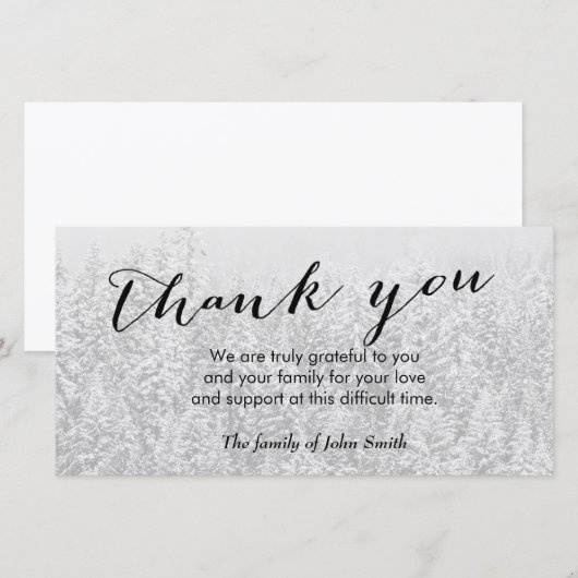 Sneeuwbos na begrafenisherinnering Dank je Bedankkaart (Voorkant / Achterkant)