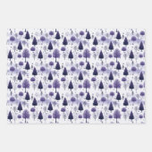 Sneeuwbos Paarse Kerstmis Inpakpapier Vel (Voorkant)