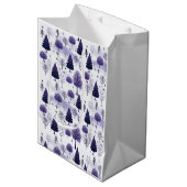 Sneeuwbos Paarse Kerstmis Medium Cadeauzakje (Voorkant Gekanteld)
