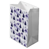 Sneeuwbos Paarse Kerstmis Medium Cadeauzakje (Achterkant Gekanteld)