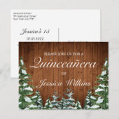 Sneeuwbos Quinceañera Invitation Briefkaart (Voorkant / Achterkant)