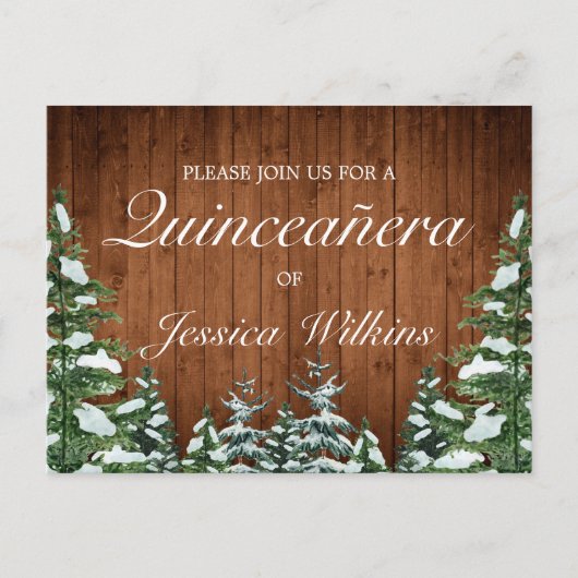 Sneeuwbos Quinceañera Invitation Briefkaart (Voorkant)