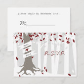 Sneeuwbos Rode Winterbruiloft RSVP (Voorkant / Achterkant)