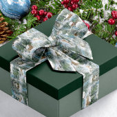 Sneeuwbos rustieke bosrijke hutten kerst satijnen lint