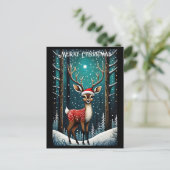 Sneeuwbos Schattige Baby Herten Kerstmis Gift Briefkaart (Staand voorkant)