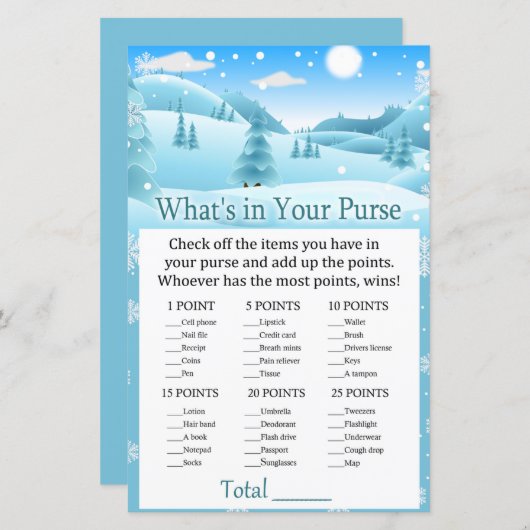 Sneeuwbos Wat zit er in je handtas? (Voorkant / Achterkant)