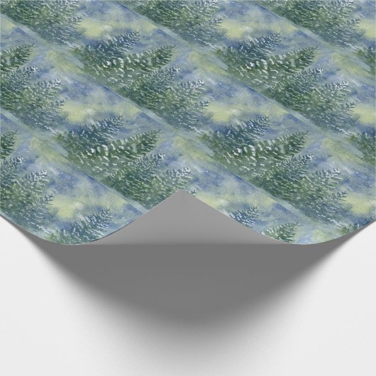 Sneeuwbos Waterverf Scene Cadeaupapier (Hoek)