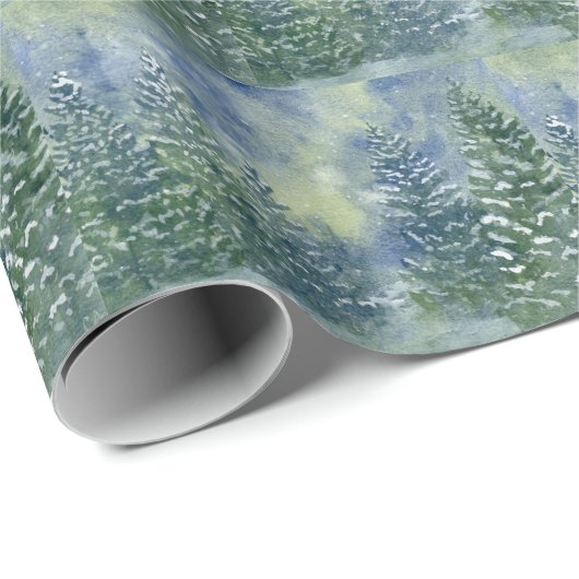 Sneeuwbos Waterverf Scene Cadeaupapier (Rol Hoek)