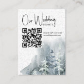 Sneeuwbos Winter Bruiloft Website QR Code Informatiekaartje (Voorkant)