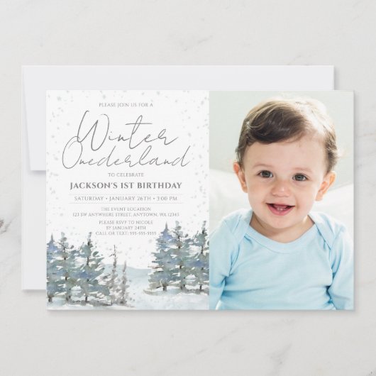 Sneeuwbos Winter Nederland Jongen Verjaardag Foto Kaart (Voorkant)