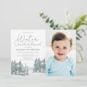 Sneeuwbos Winter Nederland Jongen Verjaardag Foto Kaart (Staand voorkant)