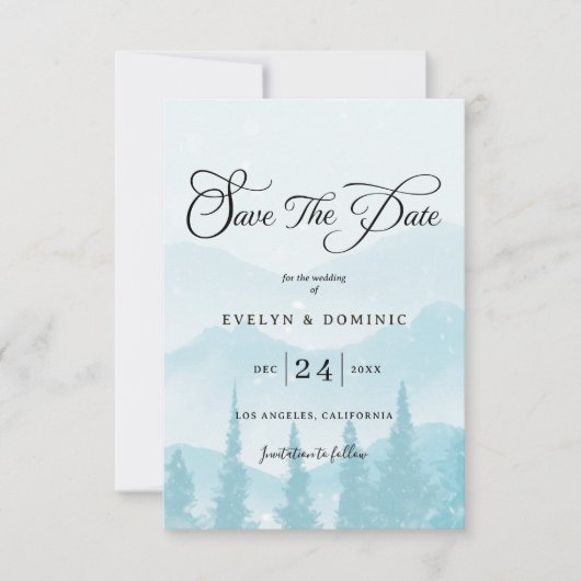 Sneeuwbos Winter Wedding Foto Save The Date (Voorkant)