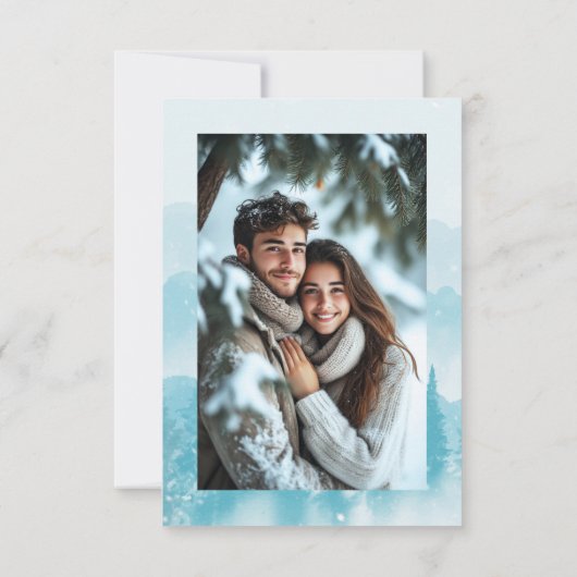 Sneeuwbos Winter Wedding Foto Save The Date (Achterkant)