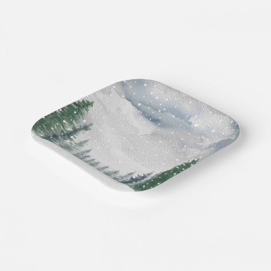 Sneeuwbos Winter Wonderland Baby Shower Feest Papieren Bordje (Gebogen)