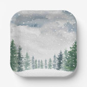 Sneeuwbos Winter Wonderland Baby Shower Feest Papieren Bordje (Voorkant)