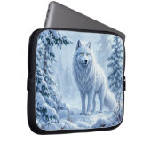 Sneeuwbos witte wolf ijspegels decor laptop sleeve (Voorkant Rechts)