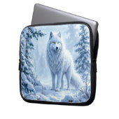 Sneeuwbos witte wolf ijspegels decor laptop sleeve (Voorkant Links)