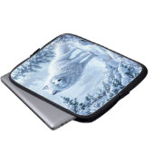 Sneeuwbos witte wolf ijspegels decor laptop sleeve (Voorkant onderkant)