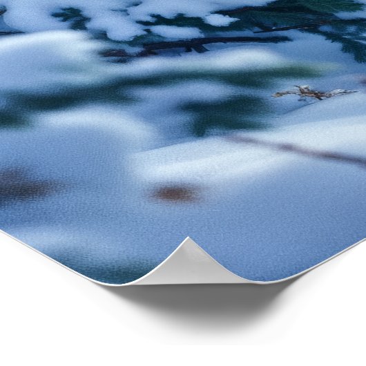 Sneeuwbos witte wolf ijspegels decor poster (Hoek)