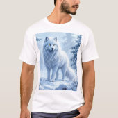 Sneeuwbos witte wolf ijspegels decor t-shirt (Voorkant)