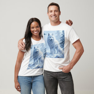 Sneeuwbos witte wolf ijspegels decor t-shirt