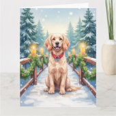Sneeuwbrug Boykin Spaniel Kerst Kunst Kaart (Voorkant)