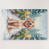Sneeuwbrug Boykin Spaniel Kerst Kunst Legpuzzel (Horizontaal)