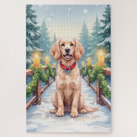 Sneeuwbrug Boykin Spaniel Kerst Kunst Legpuzzel (Verticaal)