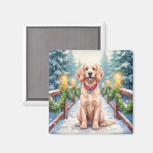 Sneeuwbrug Boykin Spaniel Kerst Kunst Magneet (Voorkant / Achterkant)