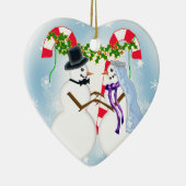 sneeuwbruiloft met uitzondering van datum keramisch ornament (Rechts)