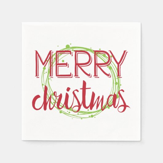Sneeuwbubelen met prettige kerstfeestdag Napkin Servetten (Voorkant)