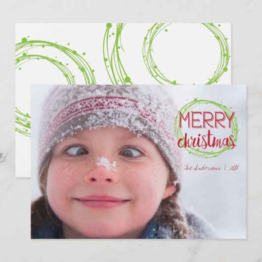 Sneeuwbubeles feestdag voor fijne kerst feestdagenkaart (Voorkant / Achterkant)