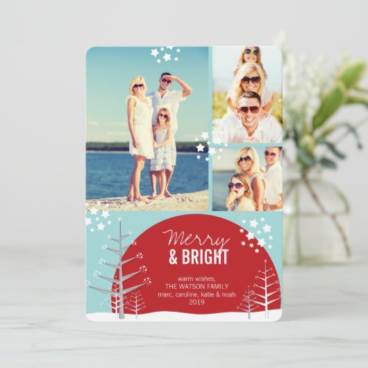 Sneeuwbuisjes Sterren Sliday-fotokaart Feestdagenkaart (Staand voorkant)