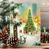  sneeuwbundels kerstboomscène feestdagen kaart